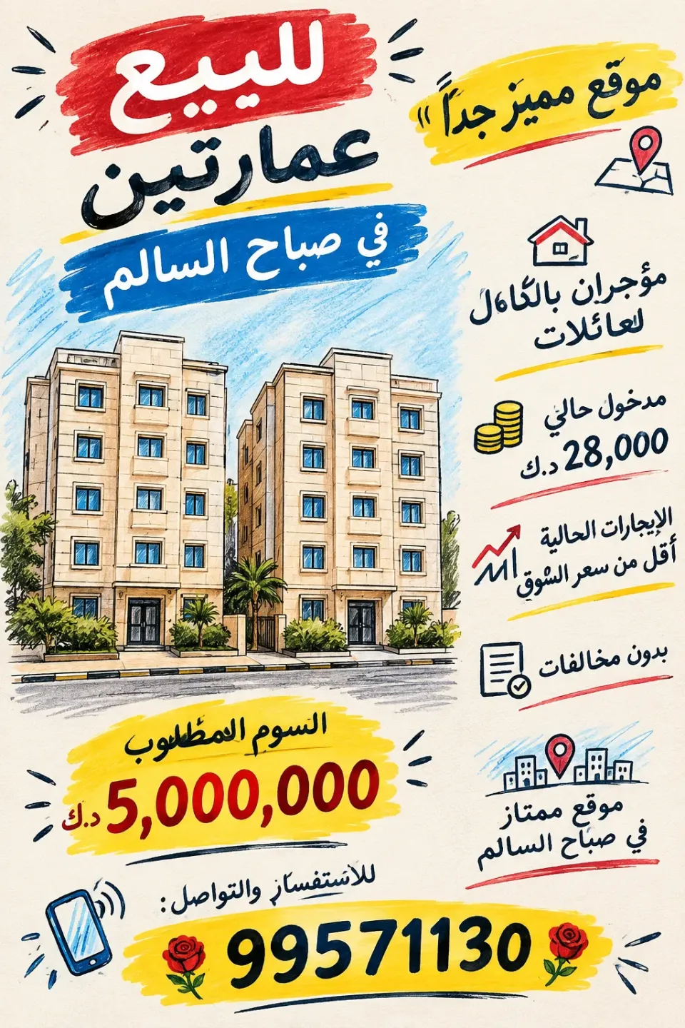 عمارة للبيع في صباح السالم