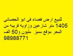 للبيع ارض فضاء فى ابو الحصانى 1405 متر زاويه