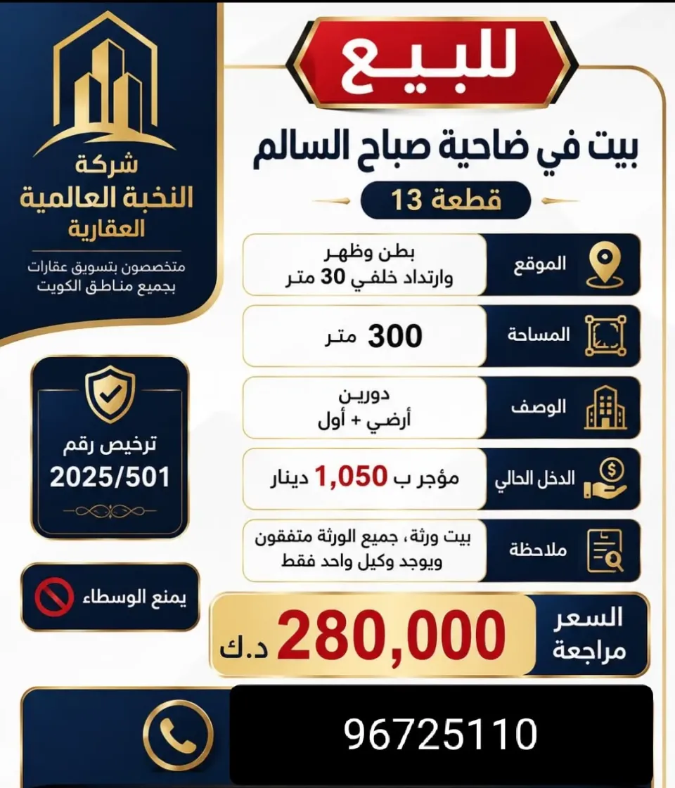 House For Sale in Sabah Al Salem