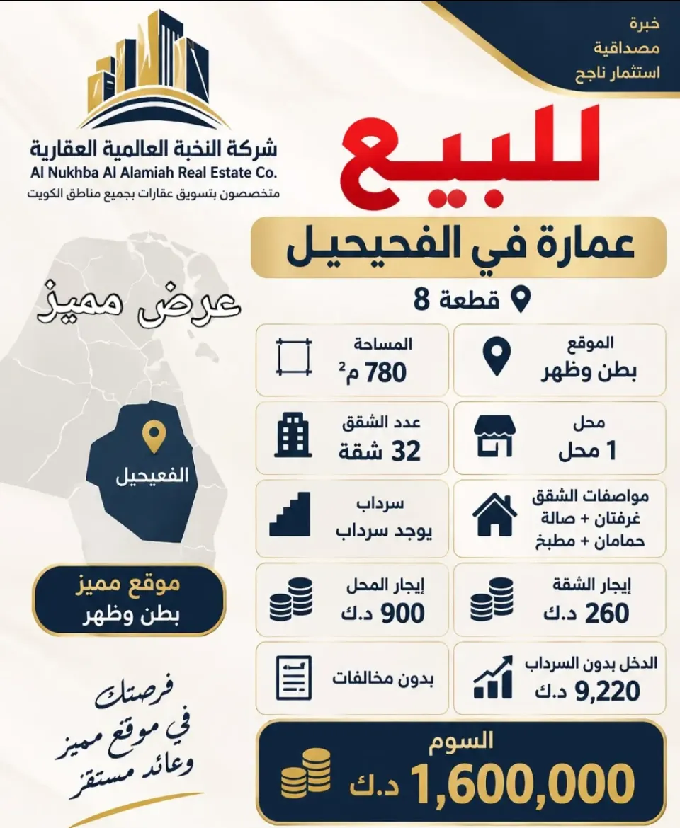 عمارة للبيع في الفحيحيل
