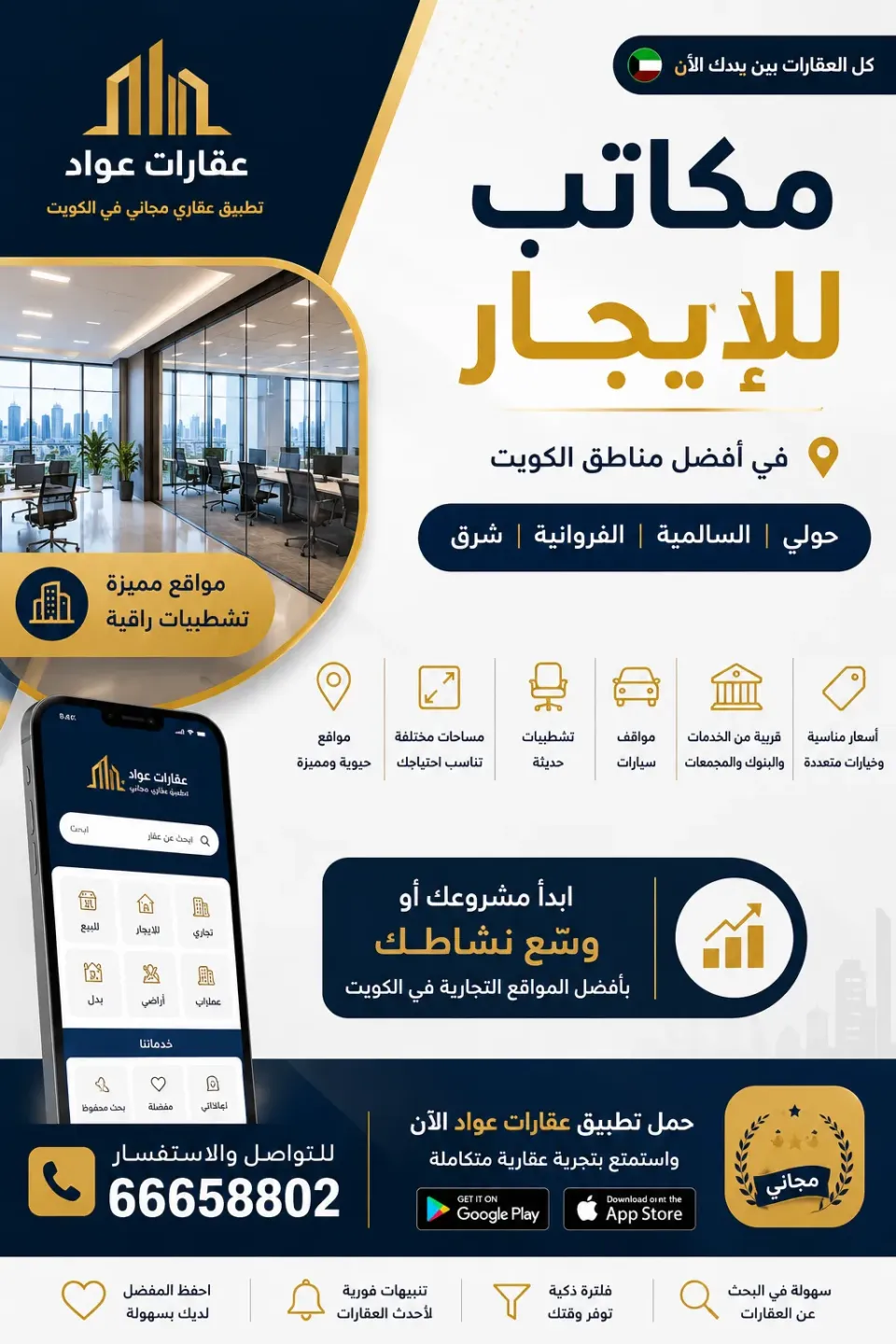 محلات ومكاتب للايجار في الشرق
