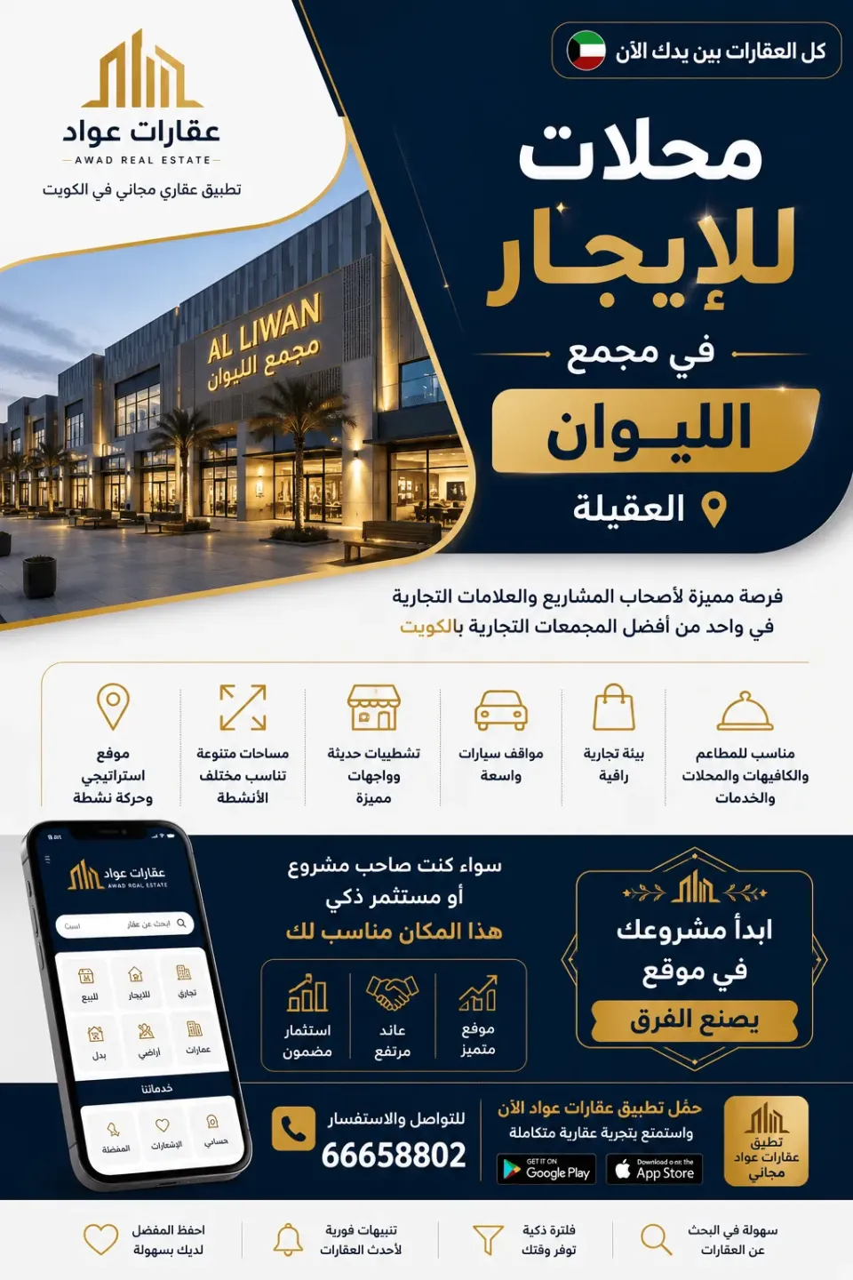 محلات ومكاتب للايجار في العقيلة